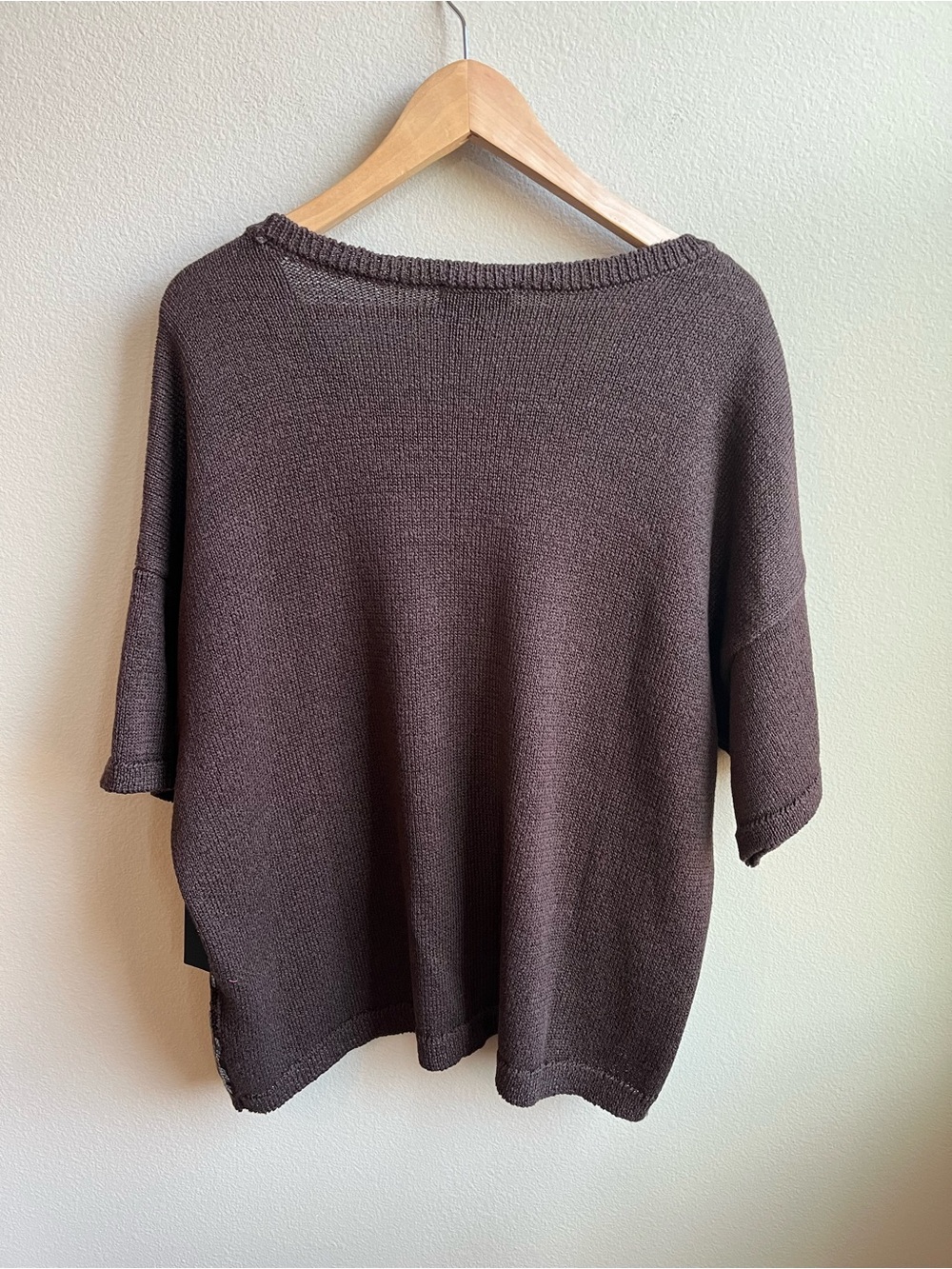Donna Karan Sequin-Paneled Diamond Stitch Sweater in Chocolate Brown NWT - Picture 8 of 11